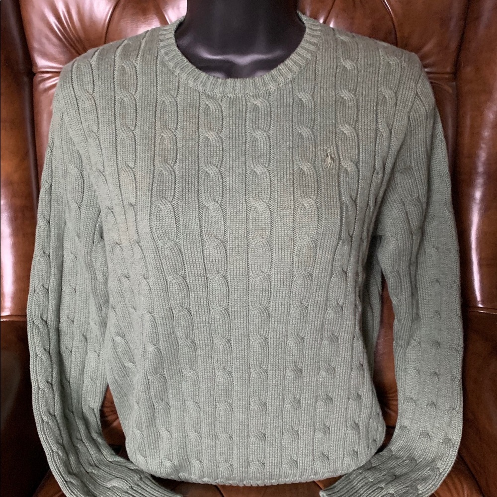 NWT Ralph Lauren Womens Cable Knit Green Sweater M